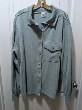 The ZigZag Blue Long Sleeve Button-Down Top Women's Size L Casual